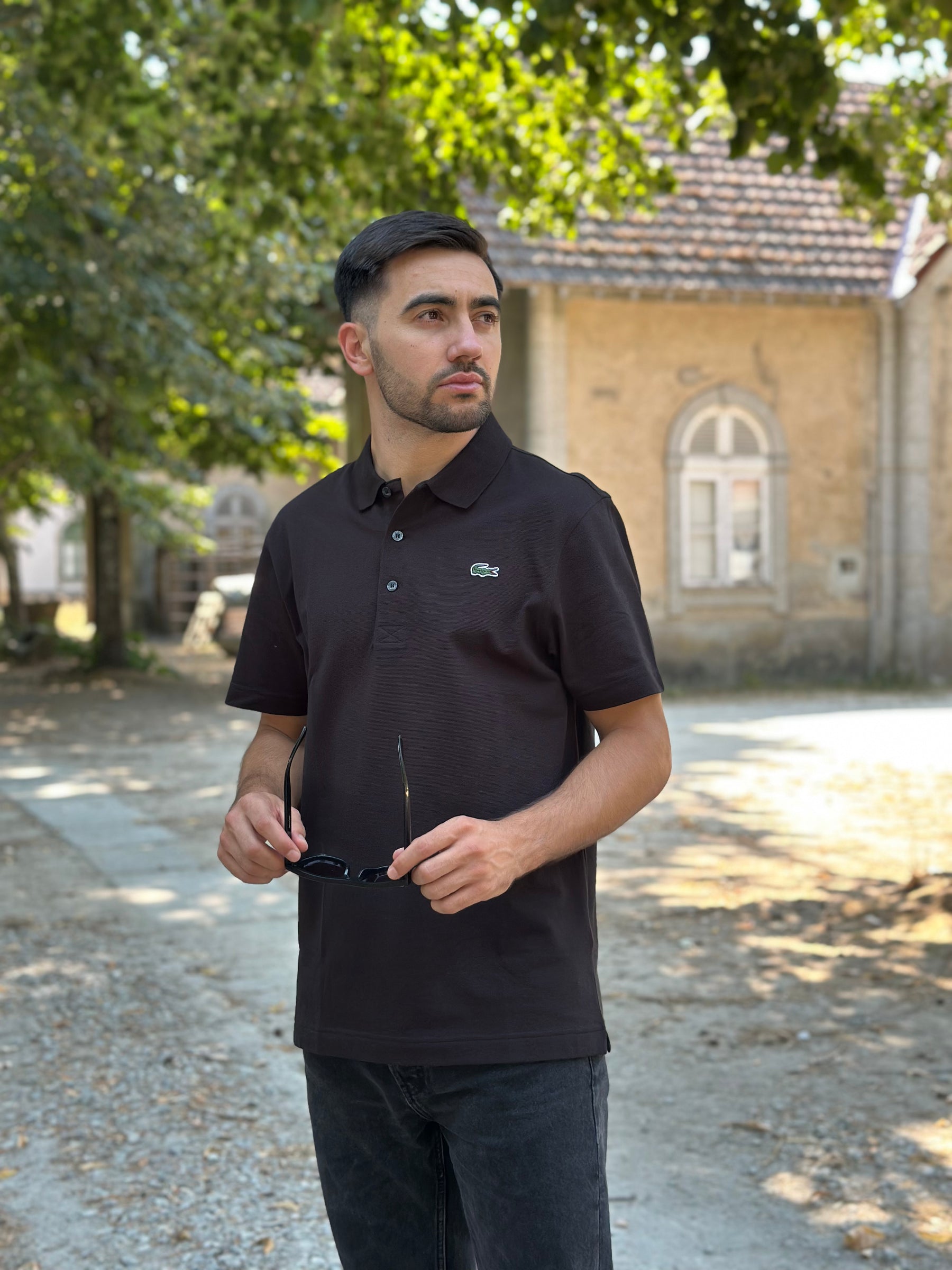 Polo Lacoste Preto Homem