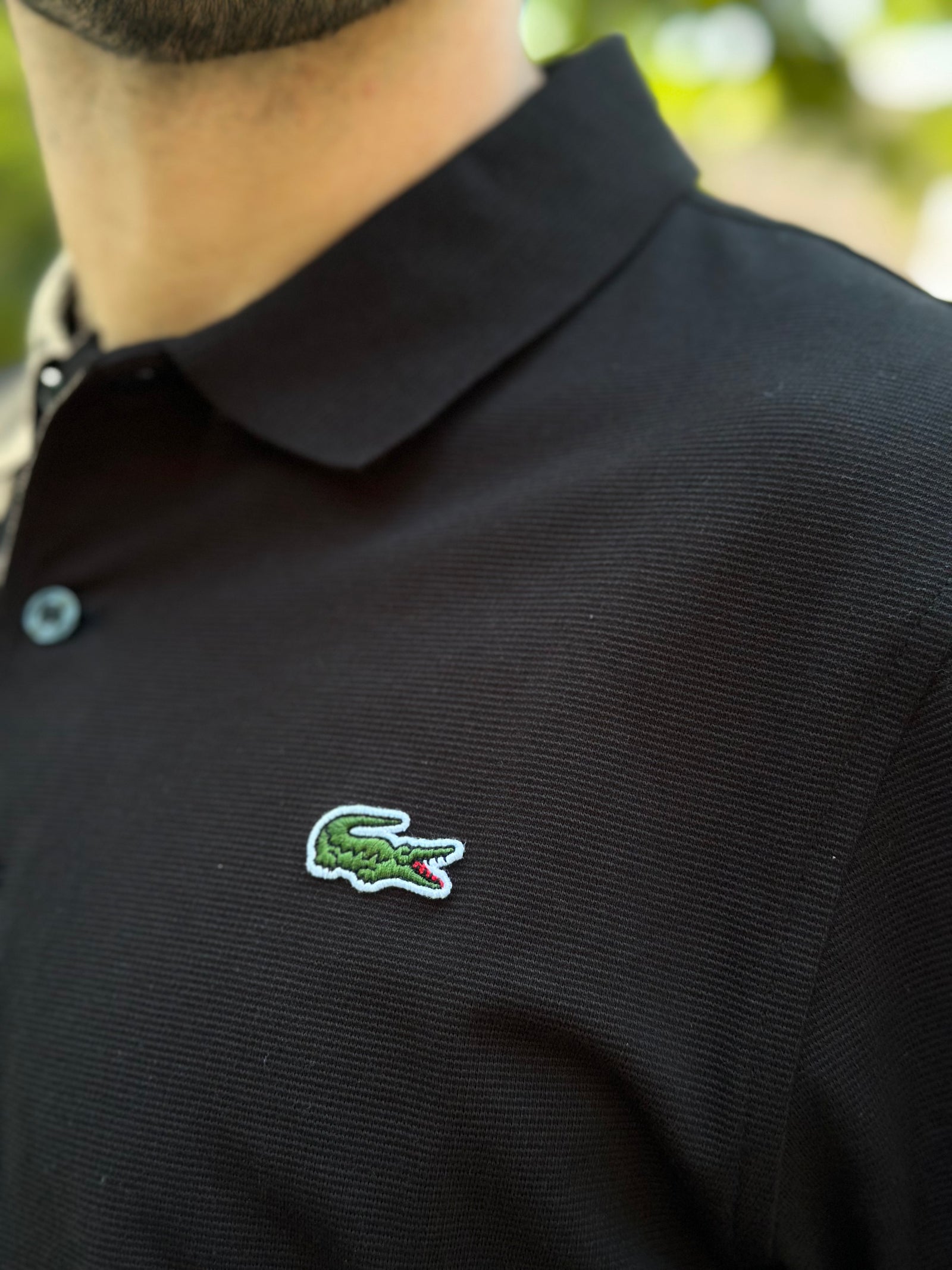 Polo Lacoste Preto Homem