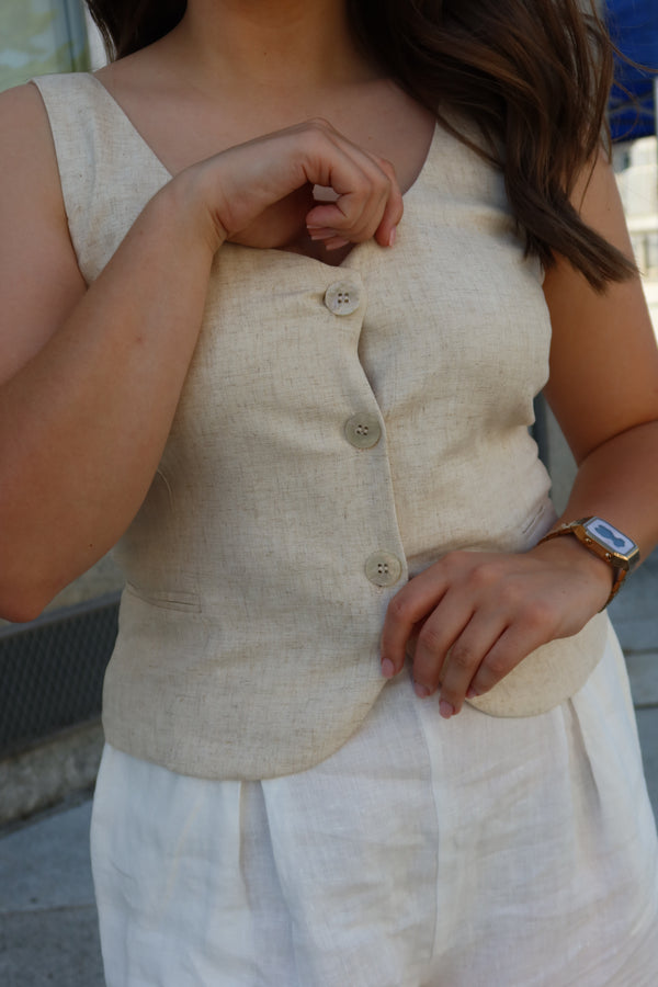 Colete com decote redondo Shoulder de Mulher