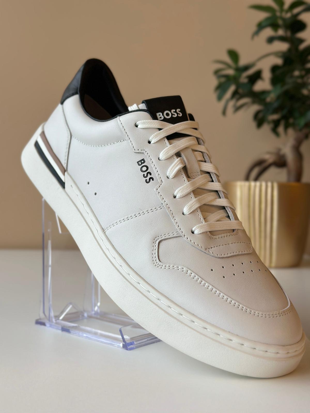 Boss Leather Trainers with Logo Details