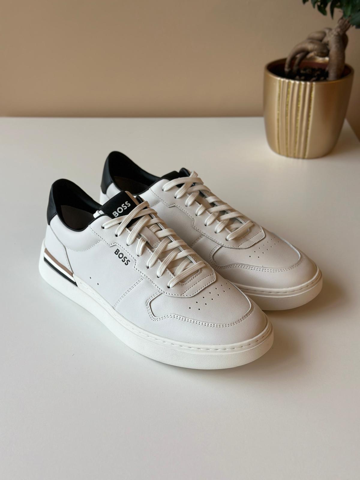 Boss Leather Trainers with Logo Details