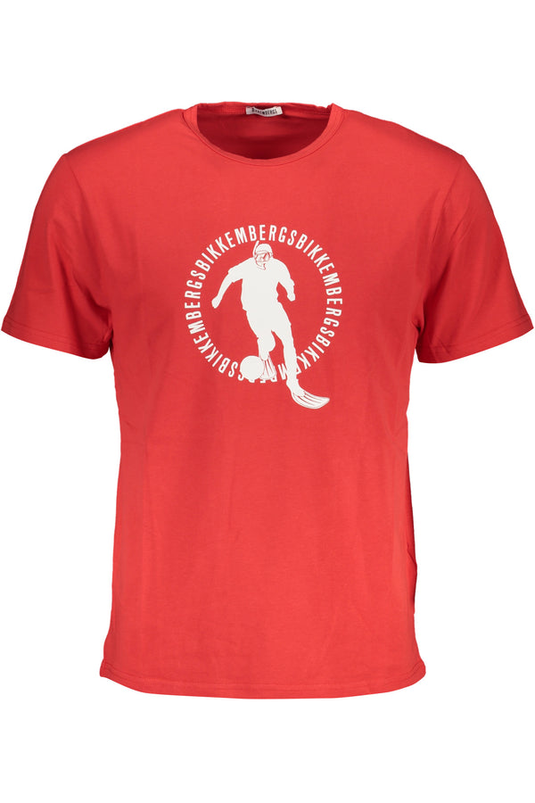 T-SHIRT DE MANGA CURTA VERMELHA PARA HOMEM BIKKEMBERGS