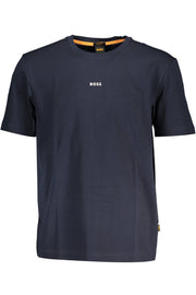 T-SHIRT EM ALGODÃO BOSS HOMEM AZUL
