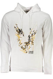 CAVALLI CLASS MEN'S WHITE SWEATER WITH ZIPLESS