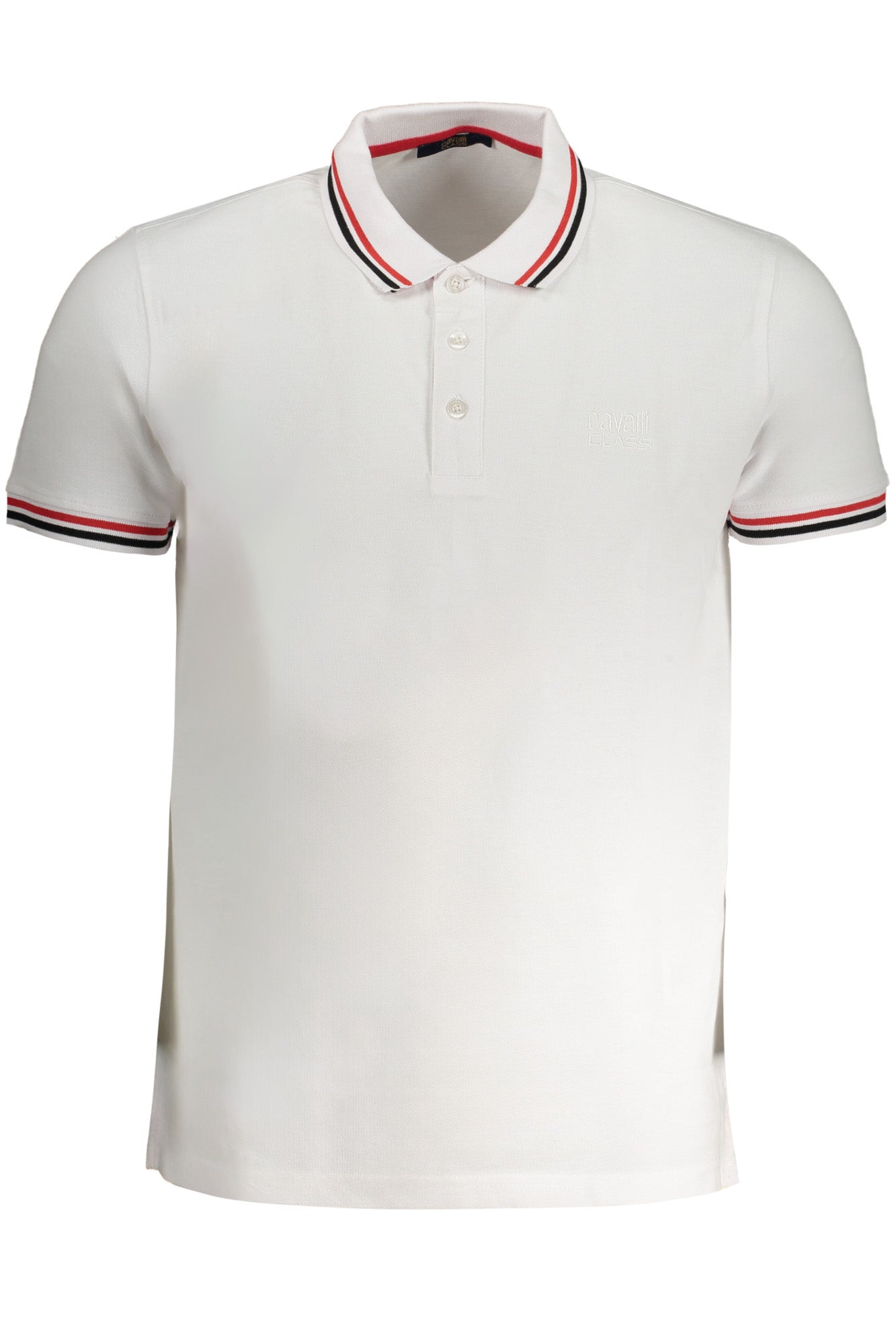 CAVALLI CLASS MEN'S WHITE SHORT SLEEVE POLO SHIRT