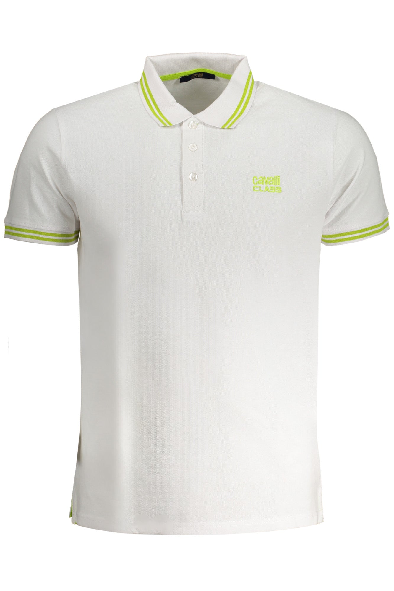 CAVALLI CLASS MEN'S WHITE SHORT SLEEVE POLO SHIRT