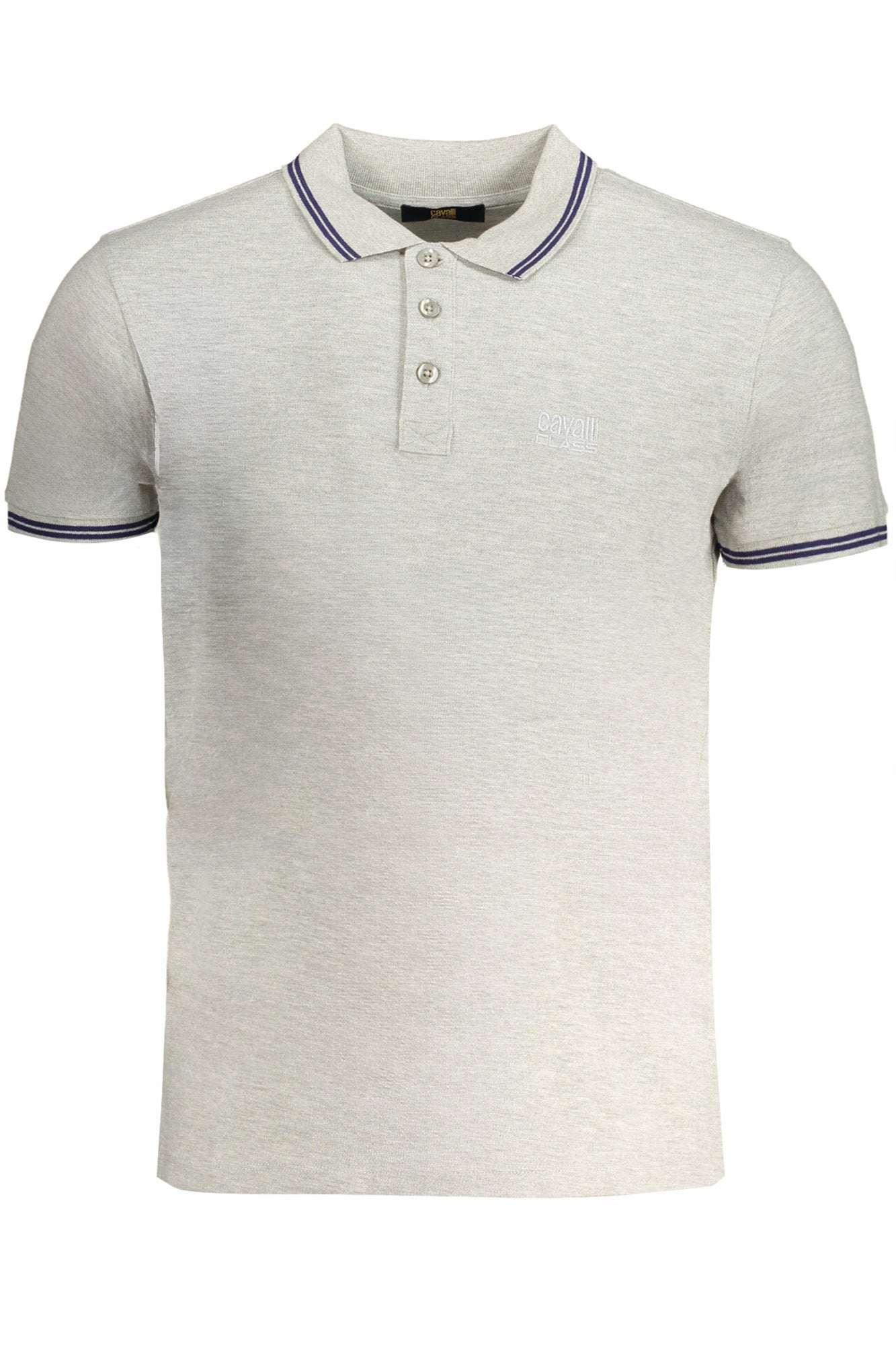 CAVALLI CLASS MEN'S GREY SHORT SLEEVE POLO SHIRT