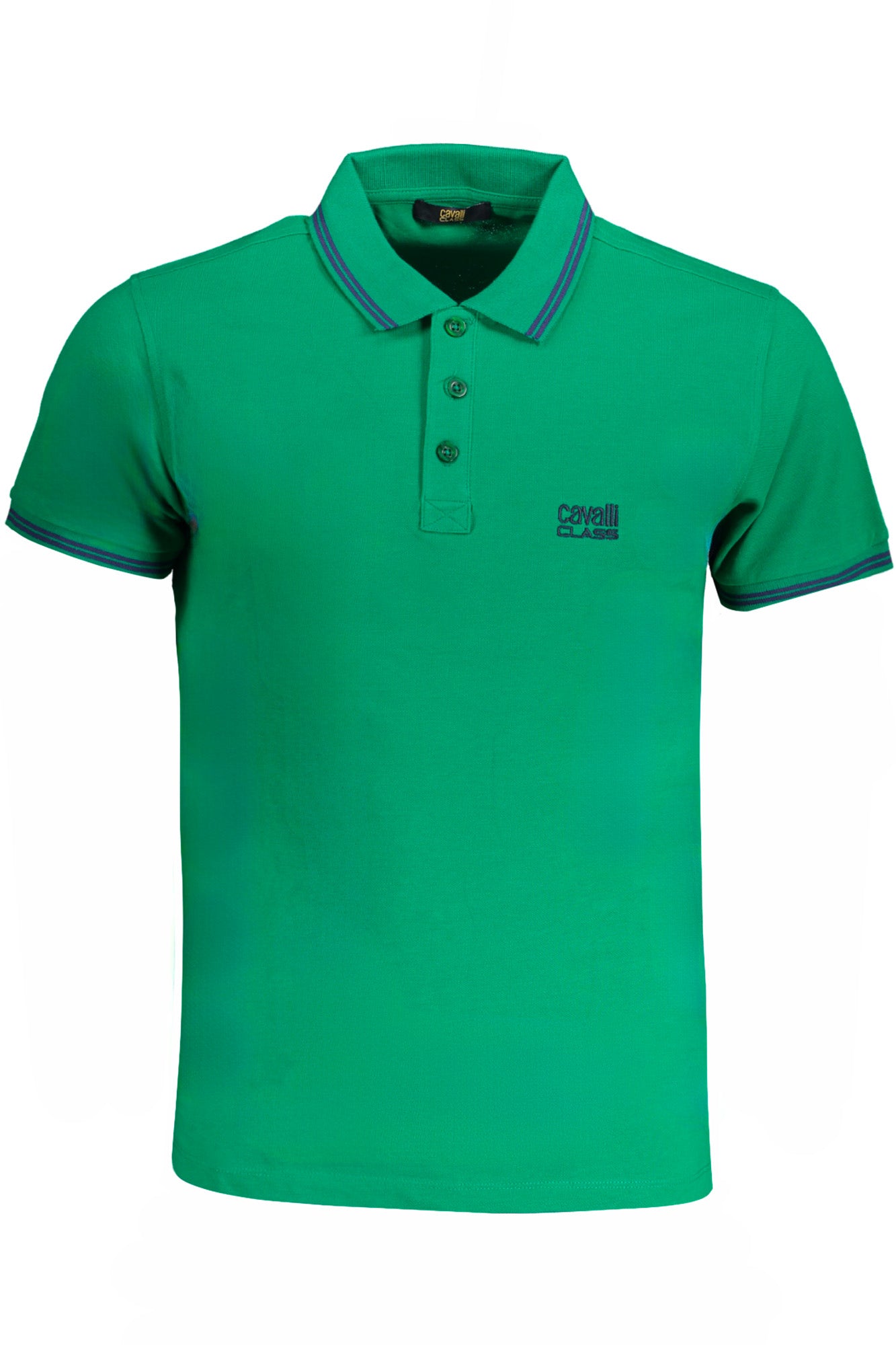 CAVALLI CLASS MEN'S GREEN SHORT SLEEVE POLO SHIRT