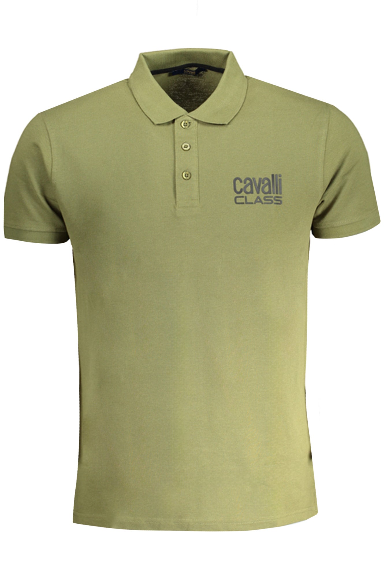 CAVALLI CLASS MEN'S GREEN SHORT-SLEEVED POLO SHIRT