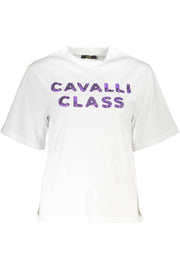 T-SHIRT EM ALGODÃO CAVALLI CLASS MULHER BRANCA