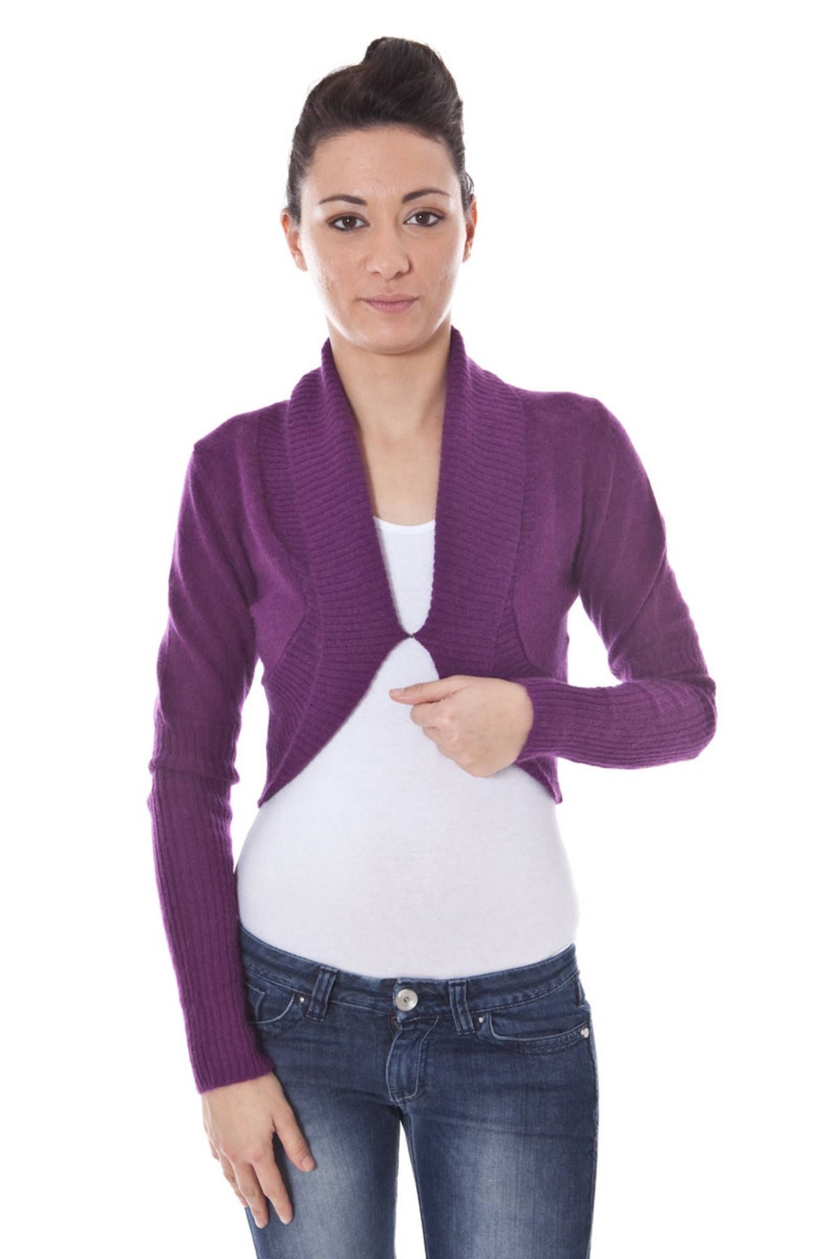 DATCH LONG SLEEVE SHIRRED TOP PURPLE WOMAN