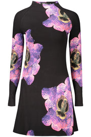 VESTIDO CURTO COM ESTAMPADO DESIGUAL MULHER PRETO