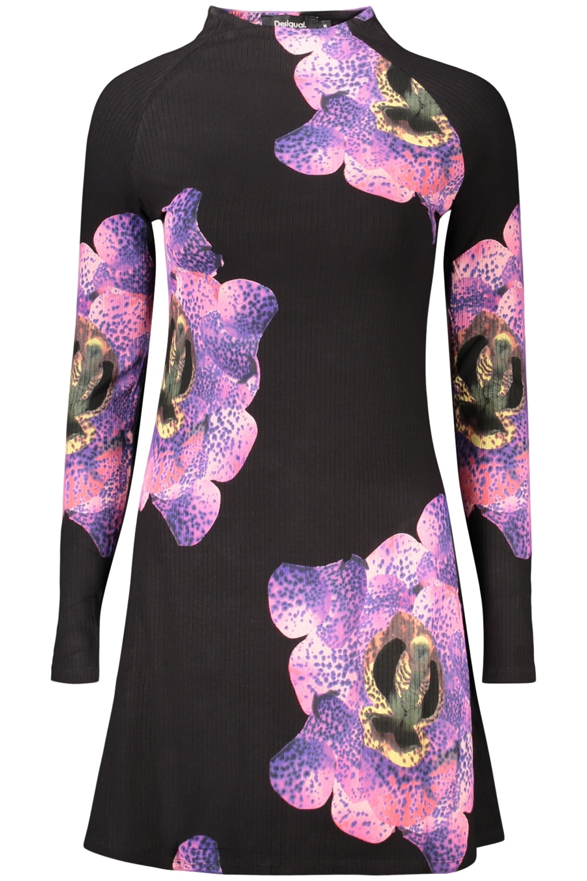 VESTIDO CURTO COM ESTAMPADO DESIGUAL MULHER PRETO