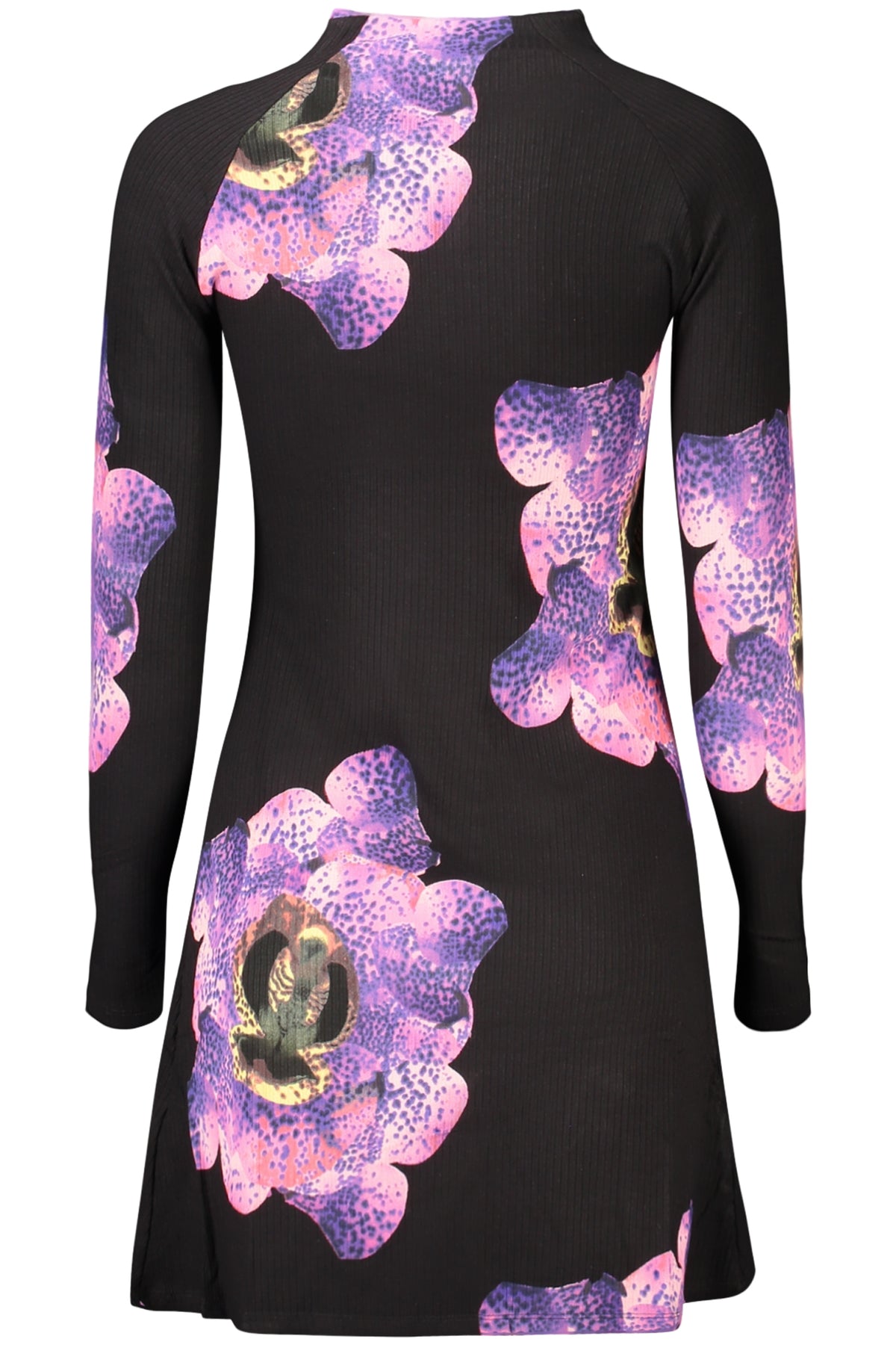 VESTIDO CURTO COM ESTAMPADO DESIGUAL MULHER PRETO