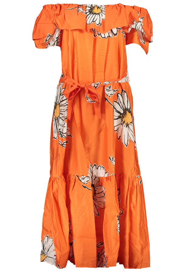VESTIDO LONGO DESIGUAL MULHER LARANJA