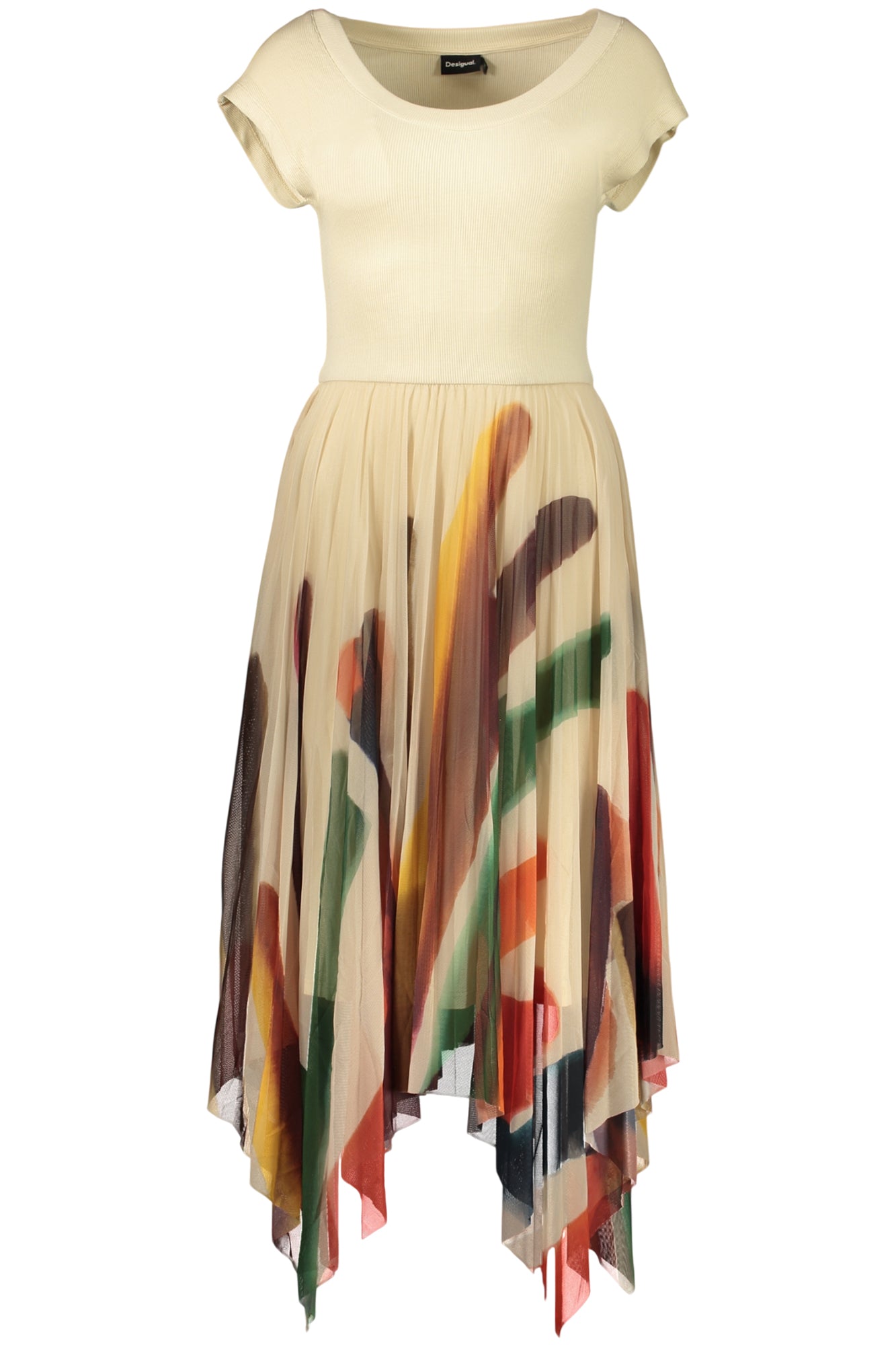VESTIDO COM LOGÓTIPO DESIGUAL MULHER BEGE