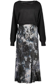 VESTIDO COM LOGÓTIPO DESIGUAL MULHER AZUL