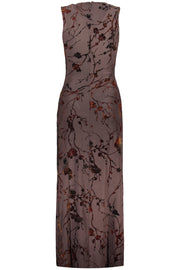 VESTIDO COM FECHO DESIGUAL MULHER CASTANHO