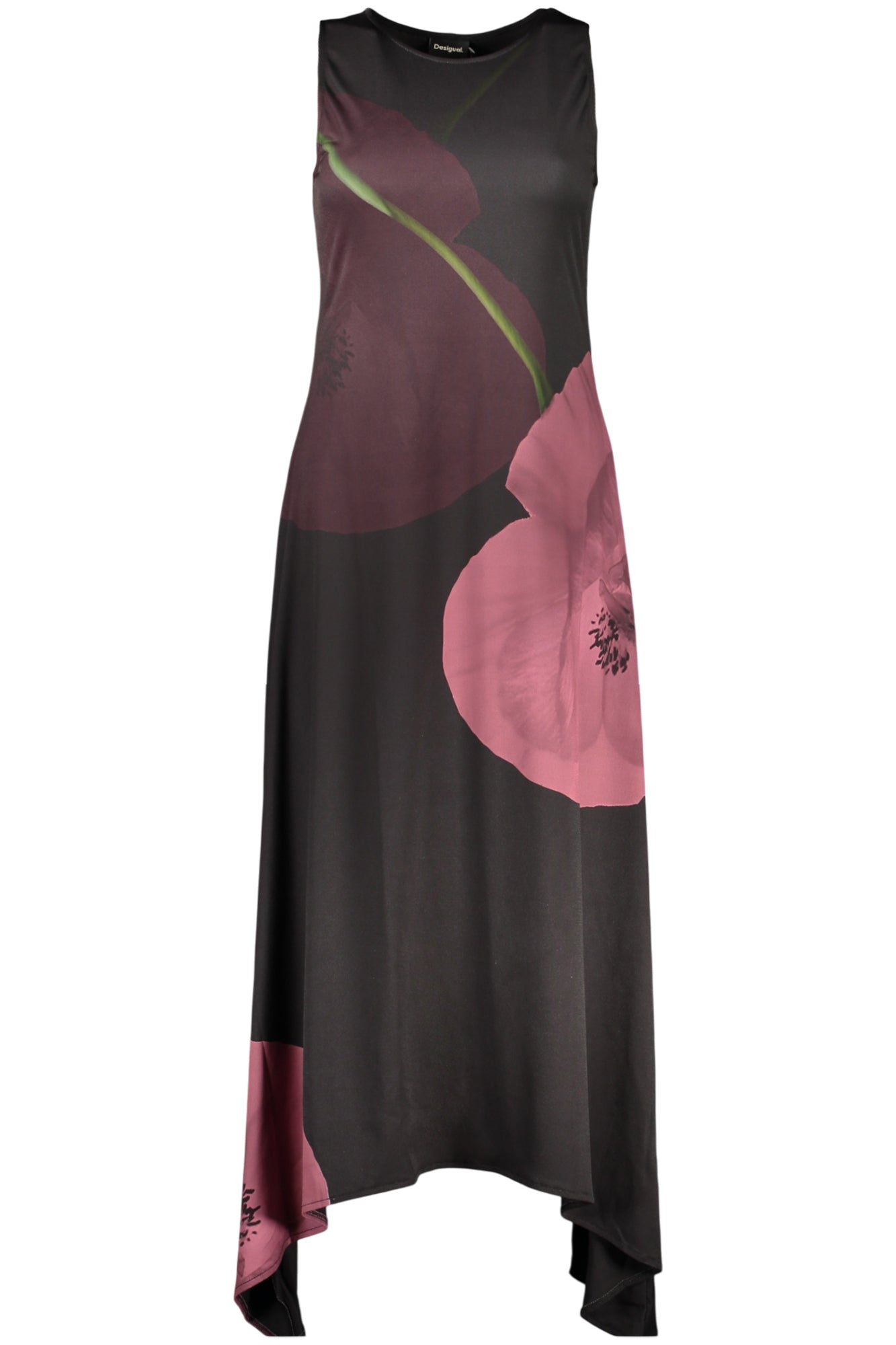 VESTIDO COM ESTAMPADO DESIGUAL MULHER PRETO