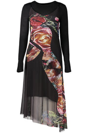 VESTIDO COM LOGÓTIPO DESIGUAL MULHER PRETO