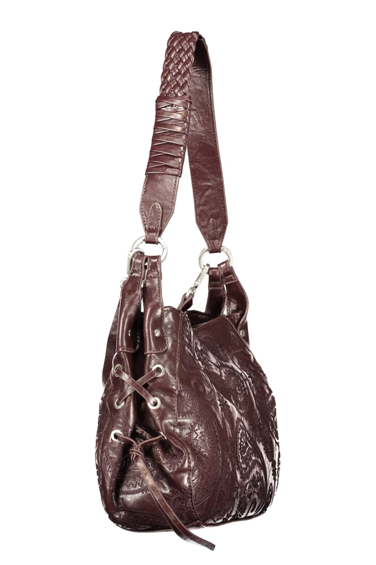 MALA COM BORDADO DESIGUAL MULHER CASTANHA