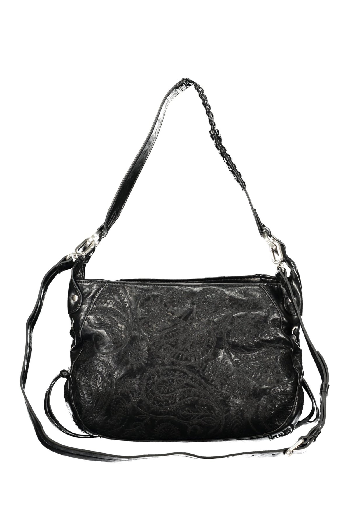 MALA COM BORDADO DESIGUAL MULHER PRETA