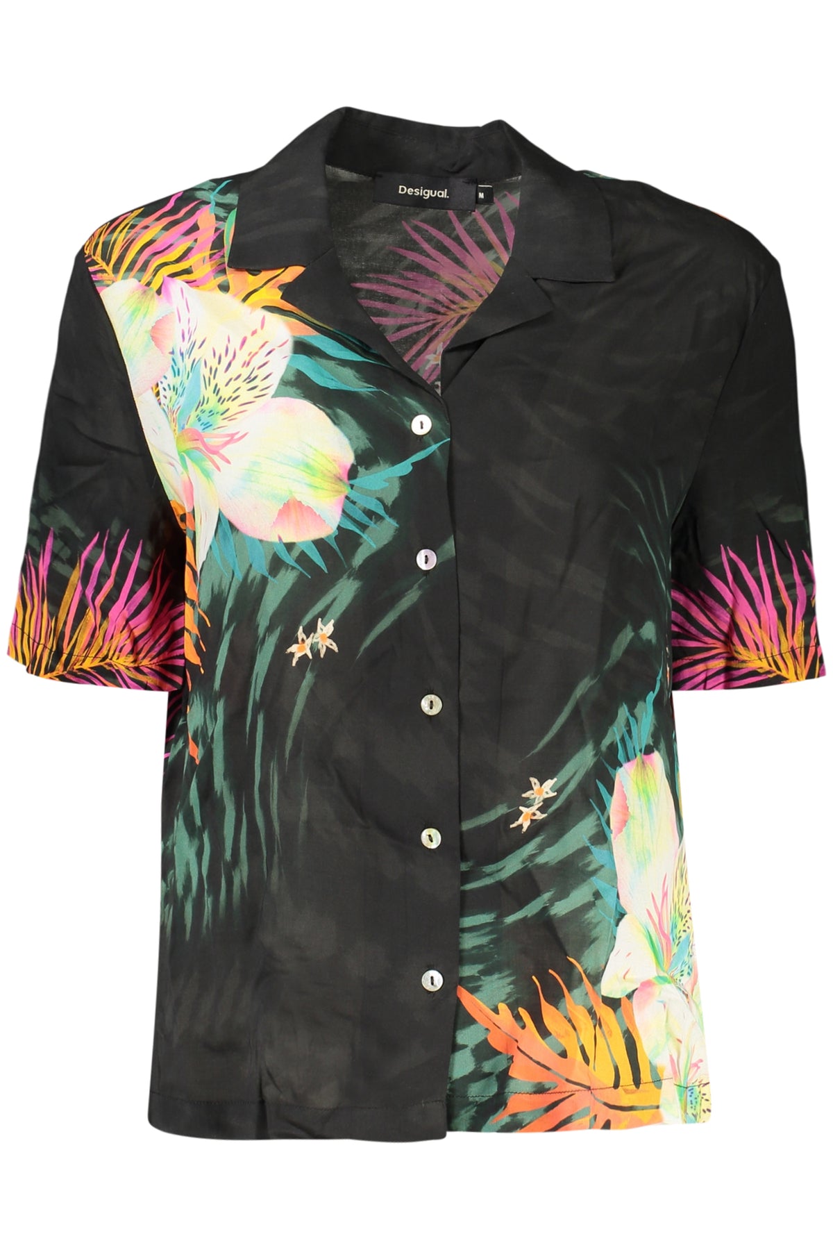 CAMISA COM ESTAMPADO DESIGUAL MULHER PRETA