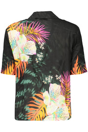 CAMISA COM ESTAMPADO DESIGUAL MULHER PRETA