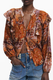 CAMISA COM LOGÓTIPO DESIGUAL MULHER LARANJA