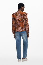 CAMISA COM LOGÓTIPO DESIGUAL MULHER LARANJA