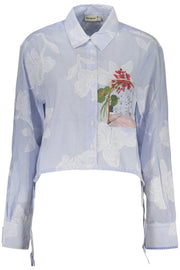 CAMISA EM ALGODÃO DESIGUAL MULHER AZUL CLARO