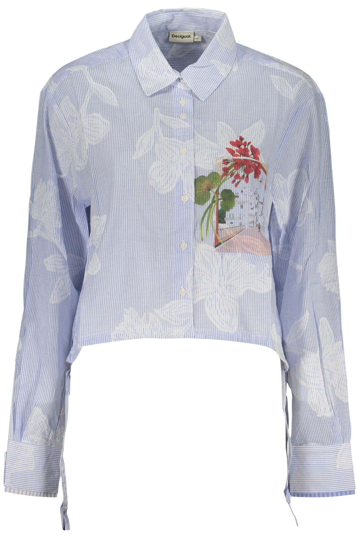 CAMISA EM ALGODÃO DESIGUAL MULHER AZUL CLARO