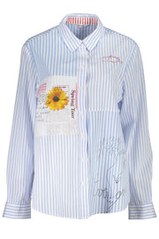 CAMISA COM ESTAMPADO DESIGUAL MULHER AZUL CLARO