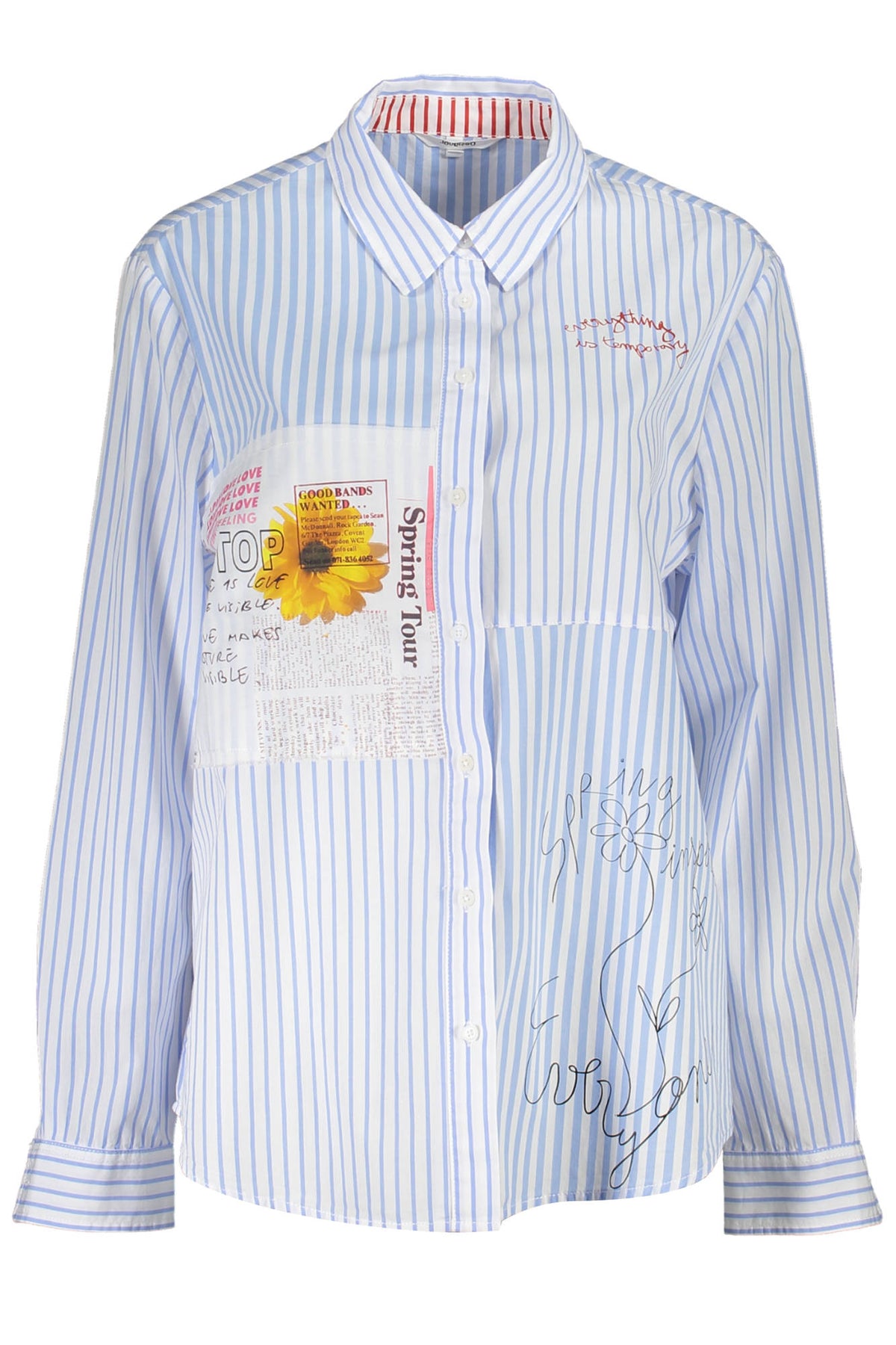 CAMISA COM ESTAMPADO DESIGUAL MULHER AZUL CLARO