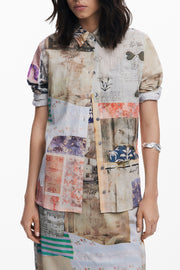 CAMISA EM ALGODÃO DESIGUAL MULHER BEGE