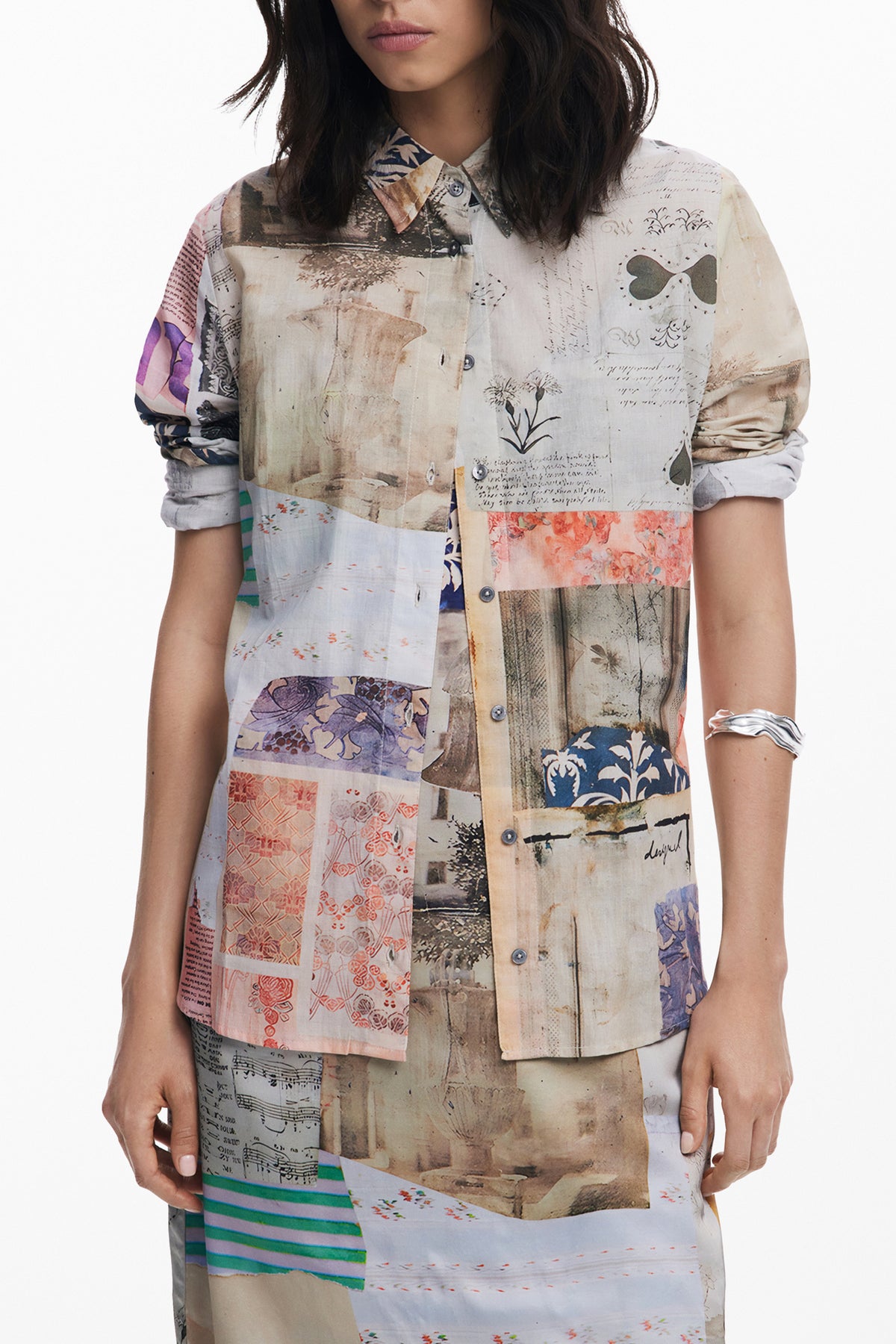 CAMISA EM ALGODÃO DESIGUAL MULHER BEGE