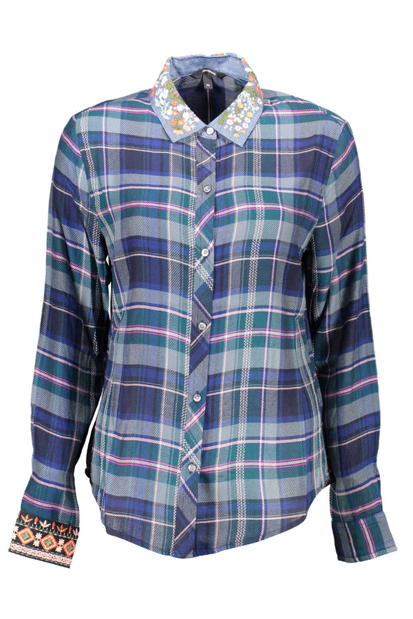 Desigual Long Sleeve Shirt Azul Mulher