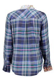 Desigual Long Sleeve Shirt Azul Mulher