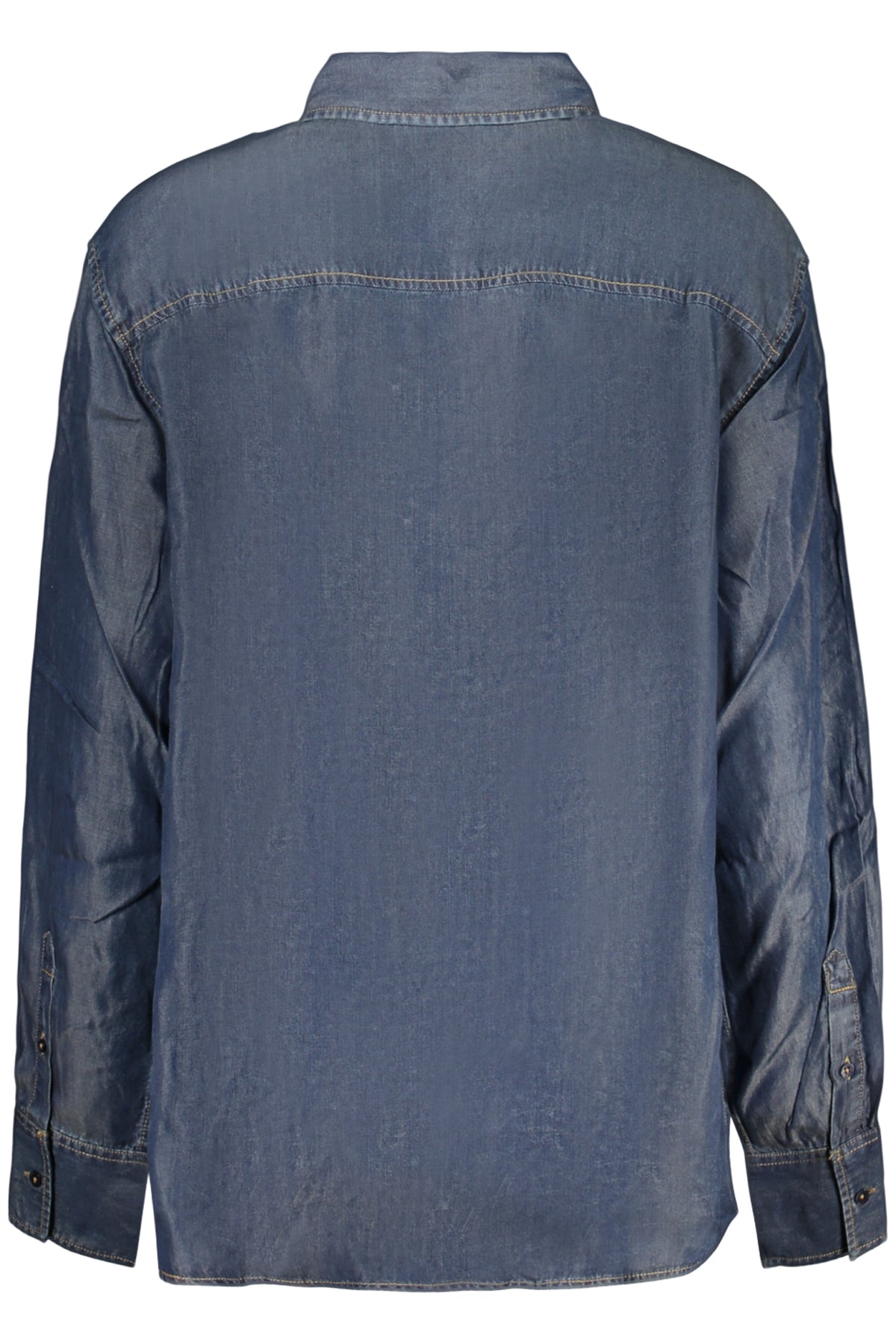 CAMISA COM BORDADO DESIGUAL MULHER AZUL