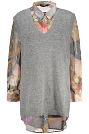 CAMISA COM LOGÓTIPO DESIGUAL MULHER CINZENTA
