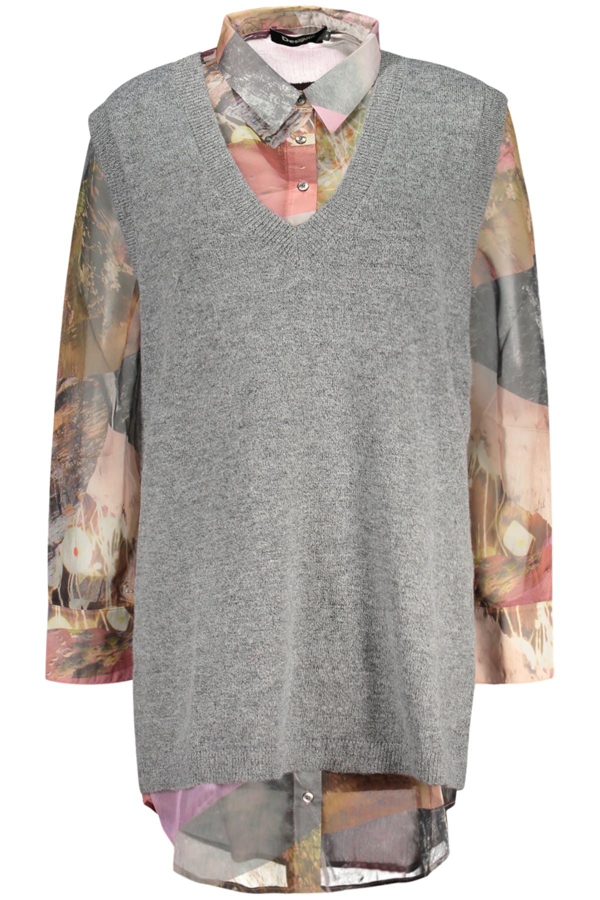 CAMISA COM LOGÓTIPO DESIGUAL MULHER CINZENTA