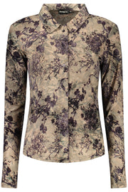 CAMISA COM LOGÓTIPO DESIGUAL MULHER CASTANHA