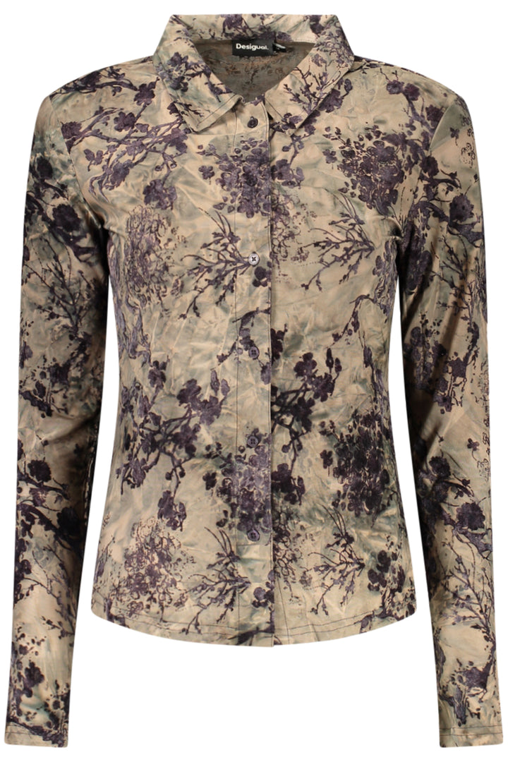CAMISA COM LOGÓTIPO DESIGUAL MULHER CASTANHA
