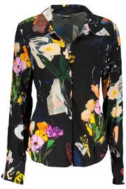 CAMISA COM ESTAMPADO DESIGUAL MULHER PRETA