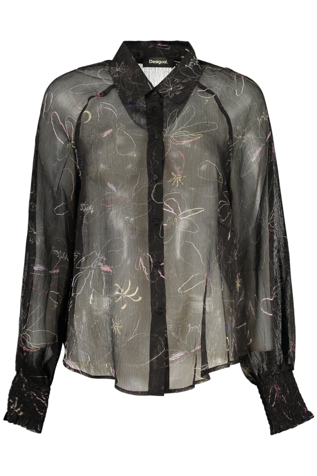 CAMISA COM ESTAMPADO DESIGUAL MULHER PRETA