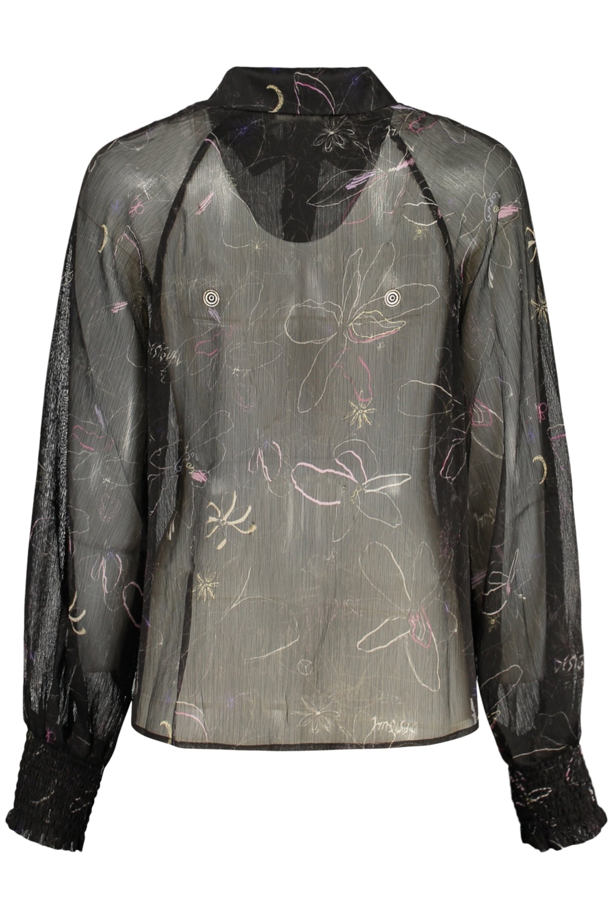 CAMISA COM ESTAMPADO DESIGUAL MULHER PRETA
