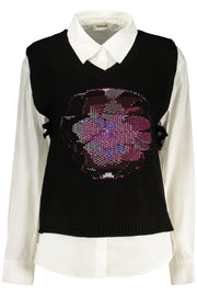 CAMISA COM ATACADORES DESIGUAL MULHER PRETA