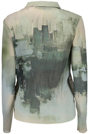 CAMISA COM ESTAMPADO DESIGUAL MULHER VERDE