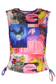 TOP DE ALÇAS COM LOGÓTIPO DESIGUAL MULHER AZUL