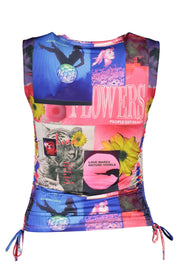 TOP DE ALÇAS COM LOGÓTIPO DESIGUAL MULHER AZUL
